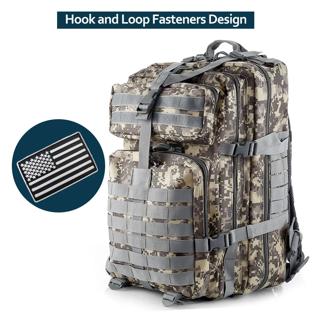 50 Liters Outdoor Tactical Dual Shoulder Large 3P Backpack Backcountry Cycling Sports Backpack Travel Attack Camouflage Multi-Fu