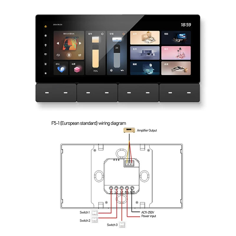 Smart Audio System WIFI Tuya Home Control Panel Built in ZIGBEE gateway IR Bluetooth wall Amplifier Ceiling Speaker Music Player