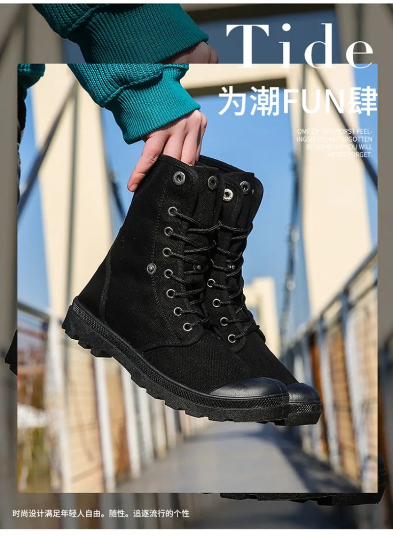 Men's Casual Boots Fashion High-top Canvas Shoes Classics Breathable Sneakers for Men Outdoor Non Slip Hiking Boots Botas Hombre