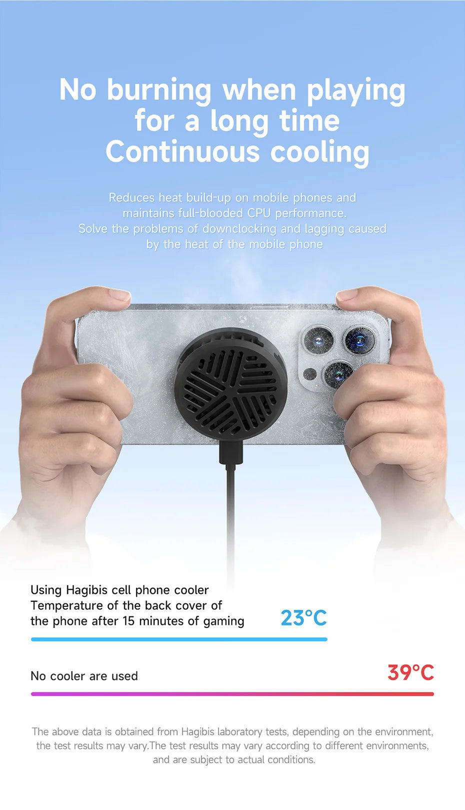 Hagibis Magnetic Cell Phone Cooler Universal Cooling Fan Portable Mobile Phone Radiator for iPhone 17 Pro Gaming Live Streaming