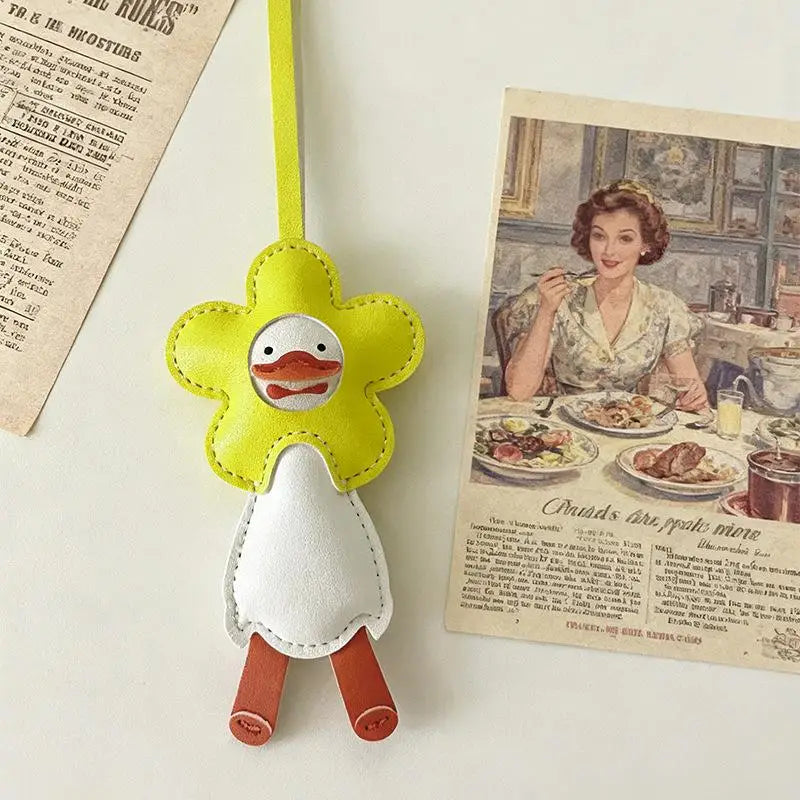 Cute Cartoon Duck Bag Charm High Quality Cute Leather Fashion Charm Bag Keyring Backpack Decoration Accessories Gifts