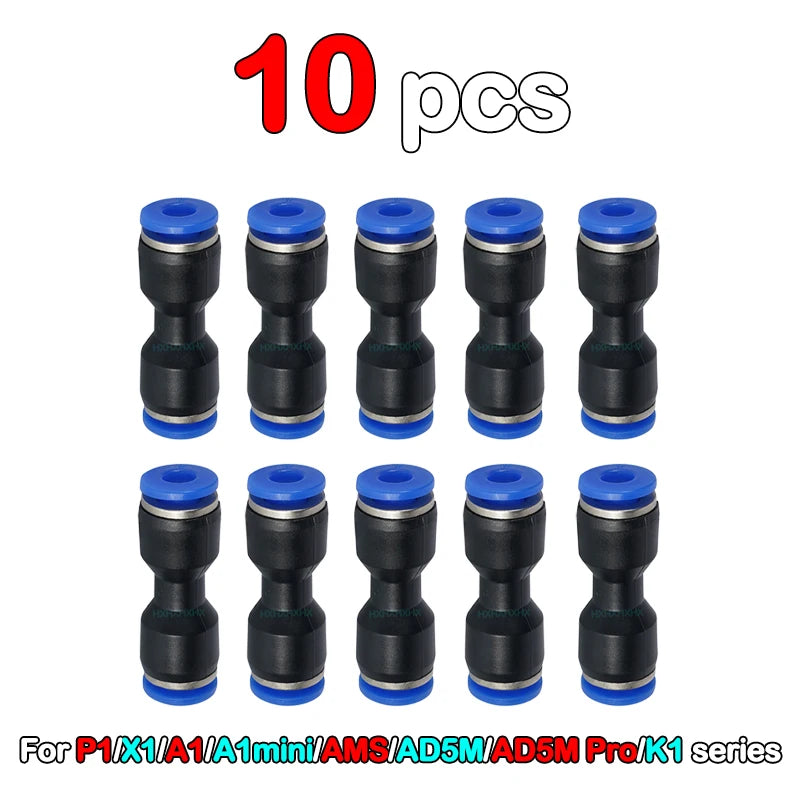 5/10pcs for Bambu Lab PTFE Tube Pneumatic Connector 3D Printer X1 X1C P1P P1S A1 1.75mm Filament Extruder 3D Printer Parts