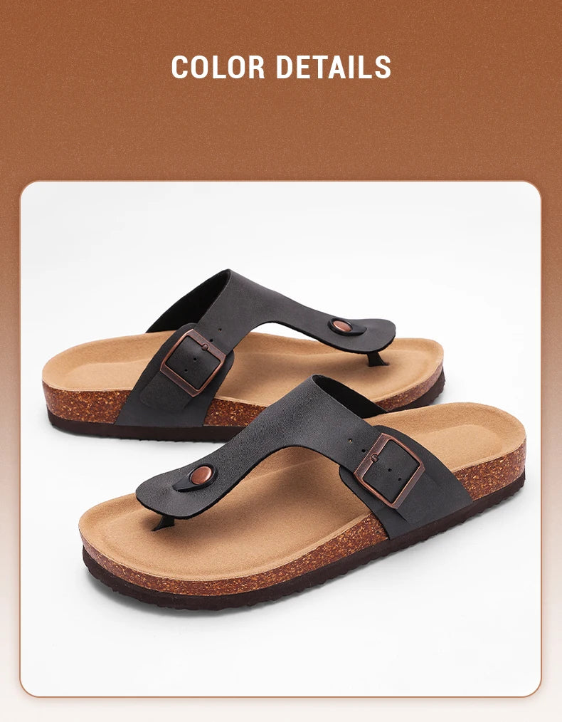 Crestar Womens Mens Sandals Fashion Adjustable Buckle Cork Footbed Slides Outdoor Beach Sliipers with Comfortable Arch Support