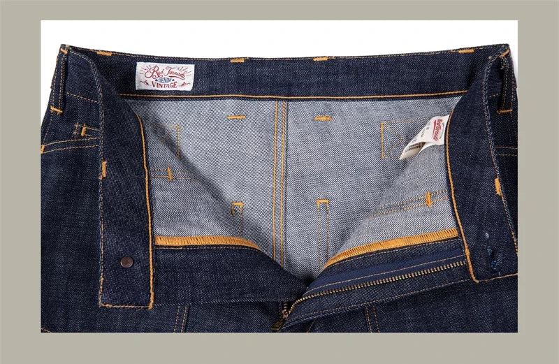 Red Tornado Denim Railroad Pants High Waist Rugged Style Selvage Jeans Back Buckle