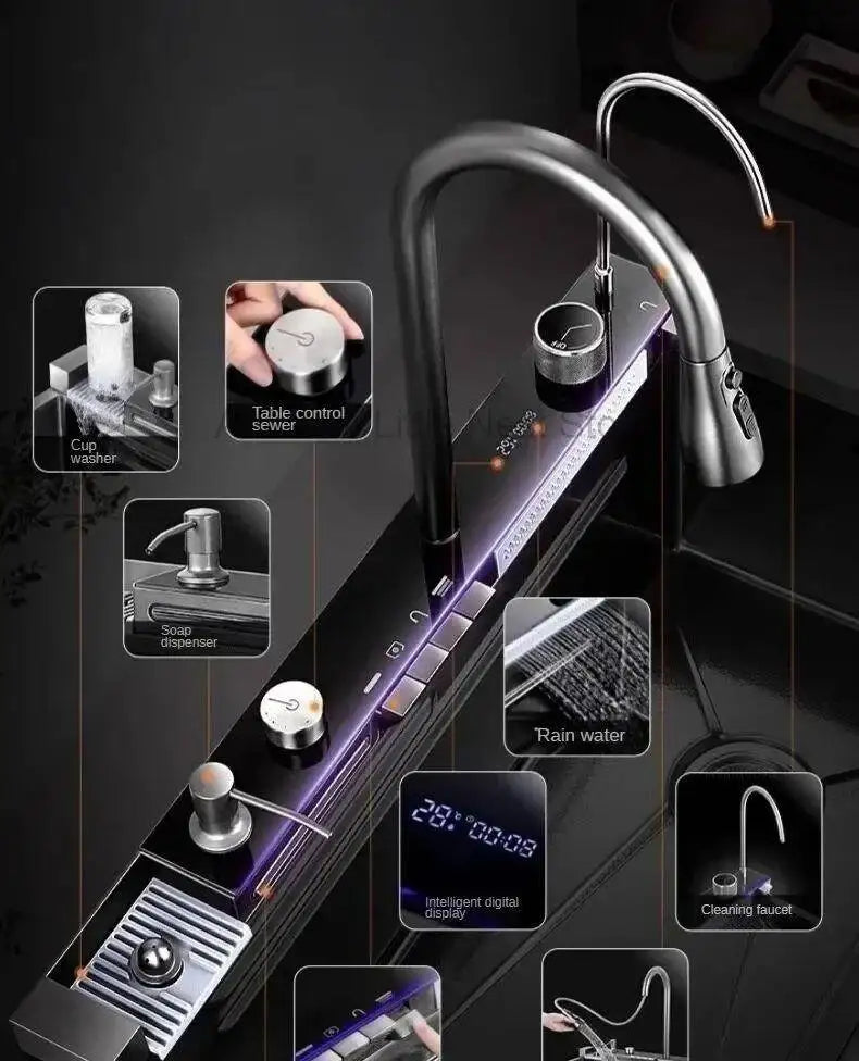 Smart Creative Kitchen Sinks for Apartments Modern Metal Multi-functional Sinks Luxury Household Kitchen Sinks for Rental Houses