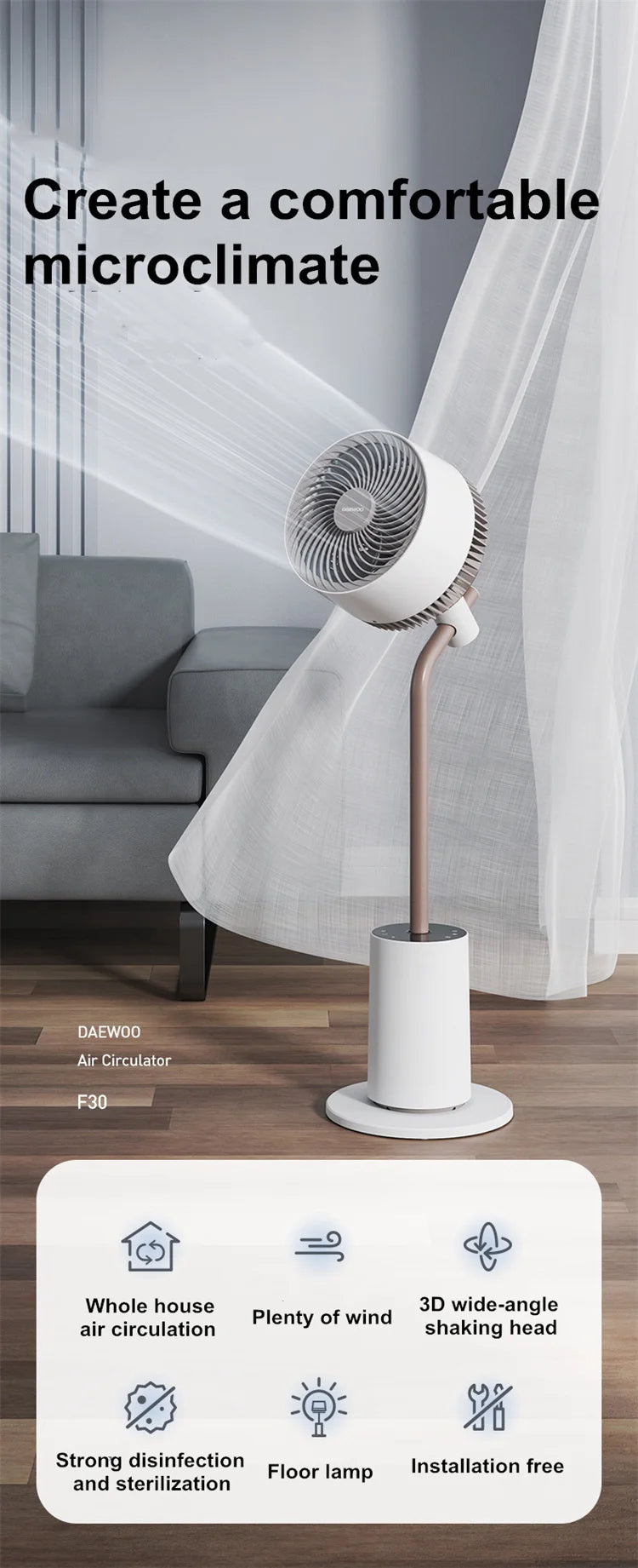220V Home Electric Fan Household Electric Air Circulation Fan Home Appliance Silent Floor Fan