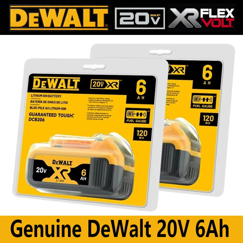 100% DEWALT Original 18V 20V 6.0AH 5Ah, DCB206, DCB205 With Fast Charging, 20V Lithium Battery, Power Tool Battery 20V Dewalt