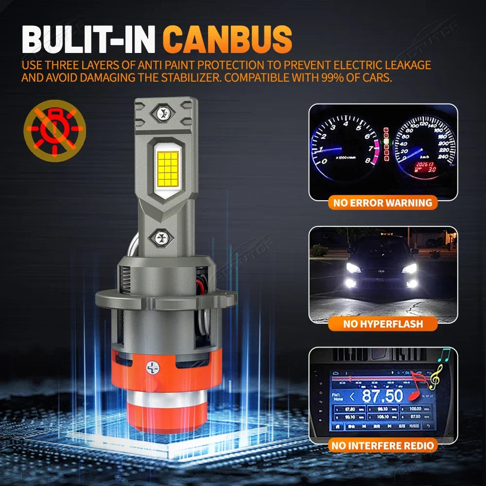 D2S D4S Led Car Headlights Bulb D2R D4R LED Car Light High Power 5200W 1:1 Plug and Play 9980 CSP Chip Turbo Lamp 6500K White