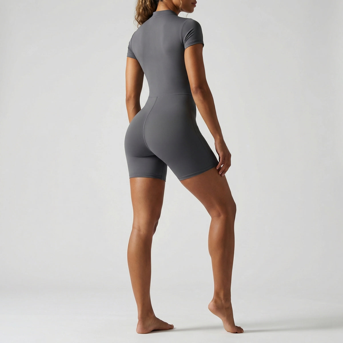 Rooftrellen Woman Yoga Bodysuits Running Sports Push Up Half Zipper One-Piece Jumpsuits Summer Peach Buttocks Push Up Yoga Set