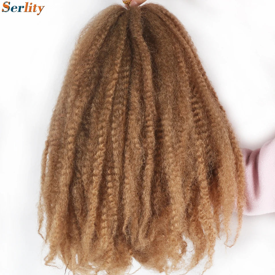 Marley Twist Braiding Hair Pre Stretched 1- 6 Packs Ombre Afro Kinky Curly Crochet Hair for Faux Locs Jumbo Marley Twists Hair
