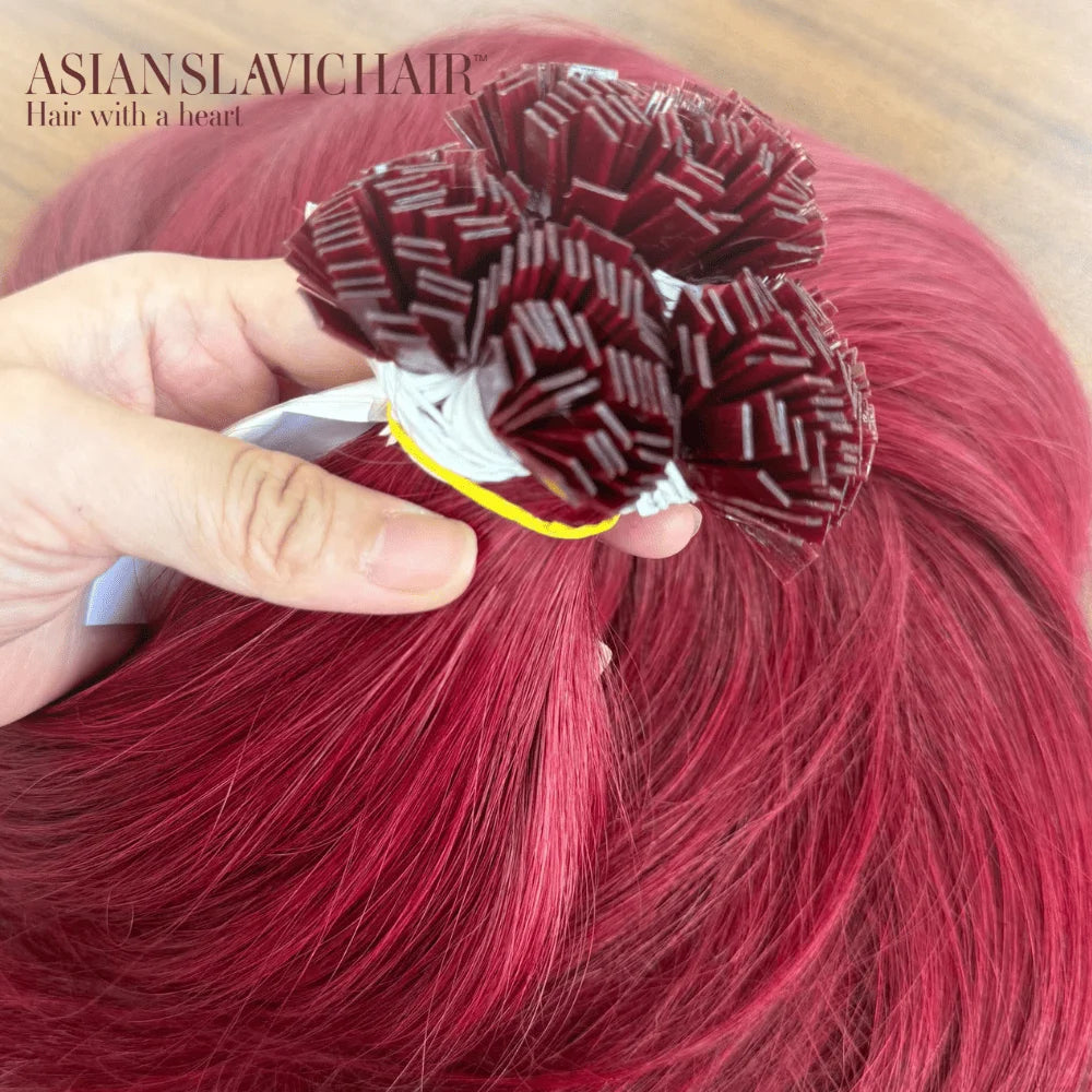 High Quality of Keratin Flat Tip Raw Hair Extensions Italian Keratin With 100% Raw Slavic Vietnamese Hair Extensions