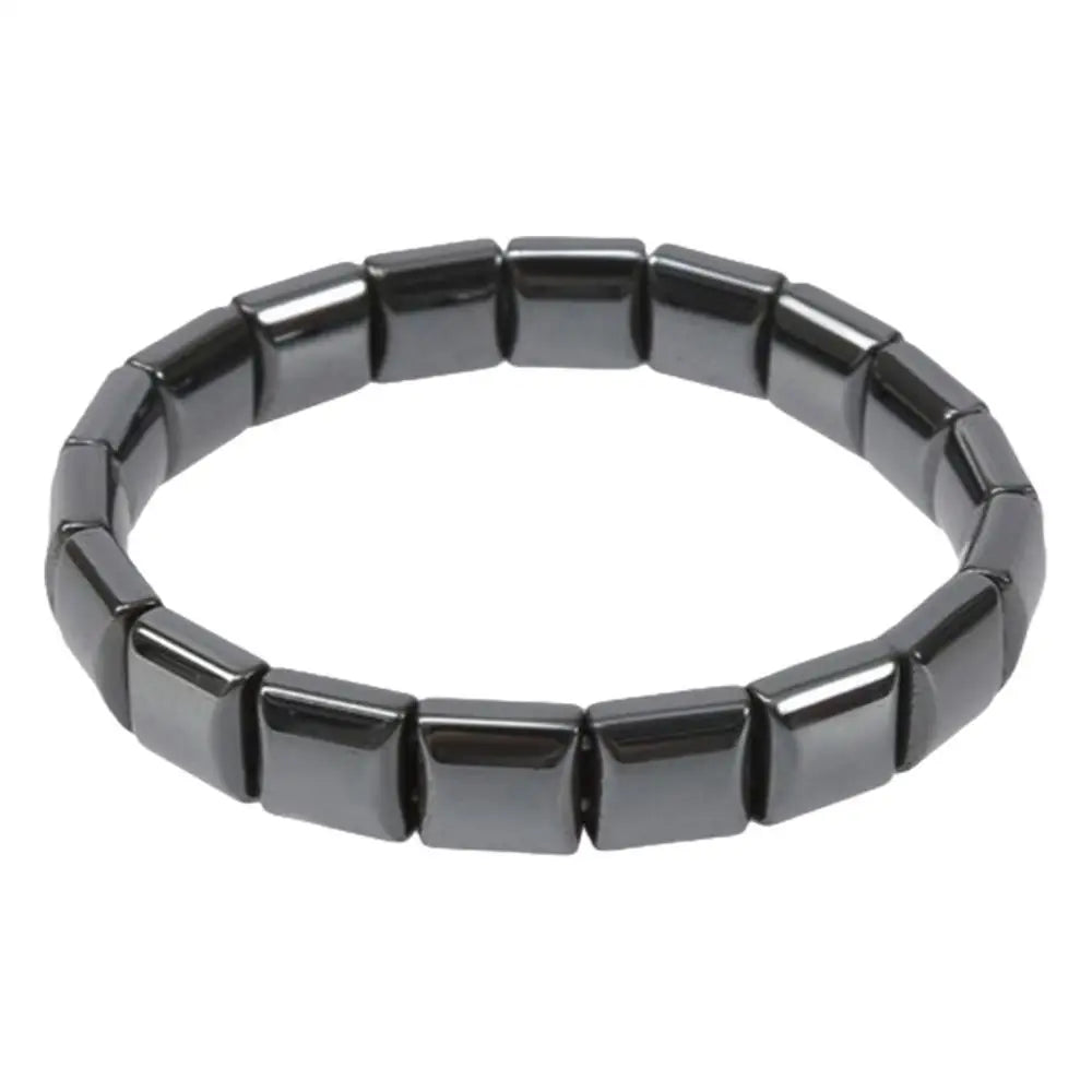 Hematite Bracelet for Men Black Adjustable Stylish Natural Stone Square Bracelet for Dad Husband Boyfriend Birthday Valentine