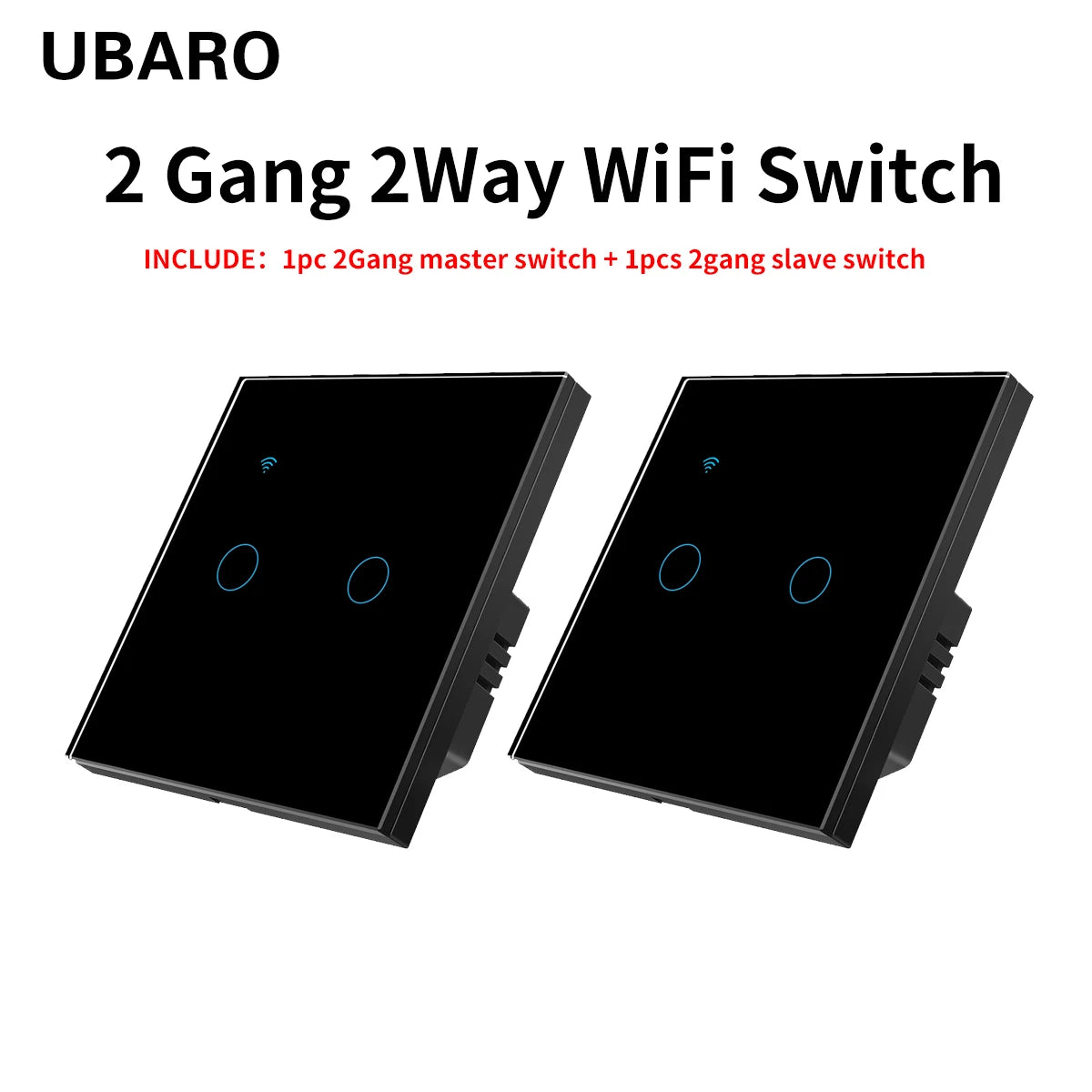 UBARO EU Standard 2 Way Wifi Smart Wall Switch Multi Control Voice Timer Sharing Function Works With Tuya App Home Improvemet
