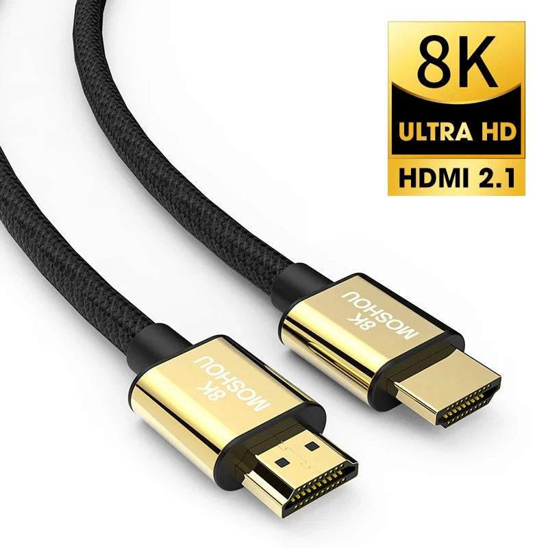 MOSHOU HDMI 2.1 Cable 8K 60Hz 4K 120Hz 48Gbps HDMI Splitter Cables EARC HDR10+ Video Cable HDMI2.1 for TV Box PS5