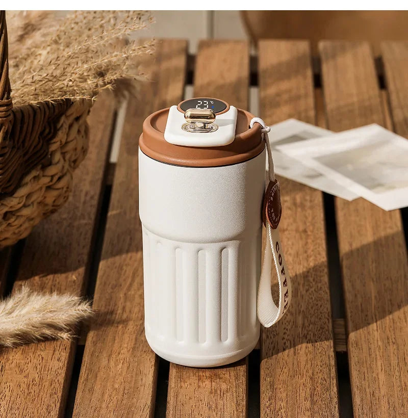 450ml Smart Thermos Cup, 316 Stainless Steel LED Temperature Display Portable Thermal Mug for Business Office Coffee