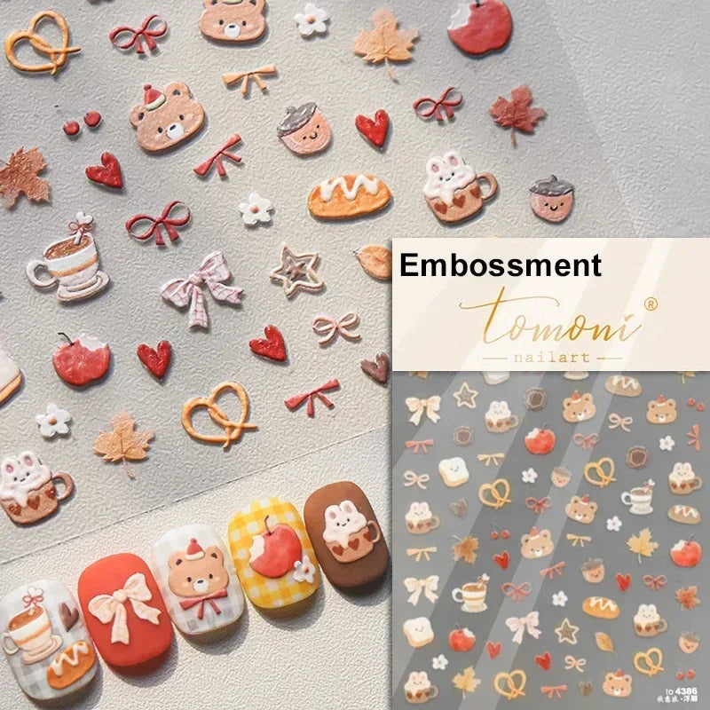 5D Gradient Love Gem Glitter Love Heart Colorful Cat's Eye Rhinestone Soft Self Adhesive Nail Art Stickers Shiny Manicure Decals