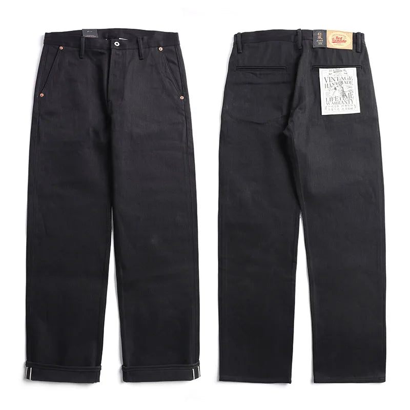 DN-0002 Vintage 14 Oz Indigo Selvage Stylish Trousers Mens Casual Chino Raw Denim Jean Pants Size 28-42