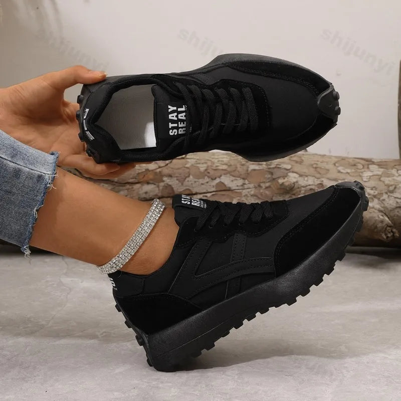 Women Causal Sneakers 2025 Autumn Platform Walking Shoes Woman Fashion Lace Up Sports Shoes Outdoor Non-slip Running Shoes