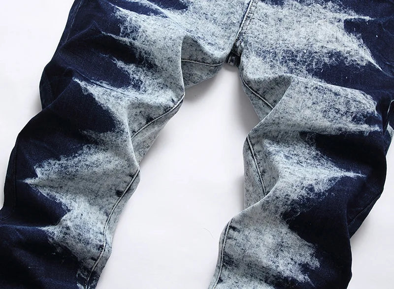 Kakan - New European and American Elastic Slim Fit Jeans for Men, High Street Novelty Deep Blue Long Jeans K36-L007