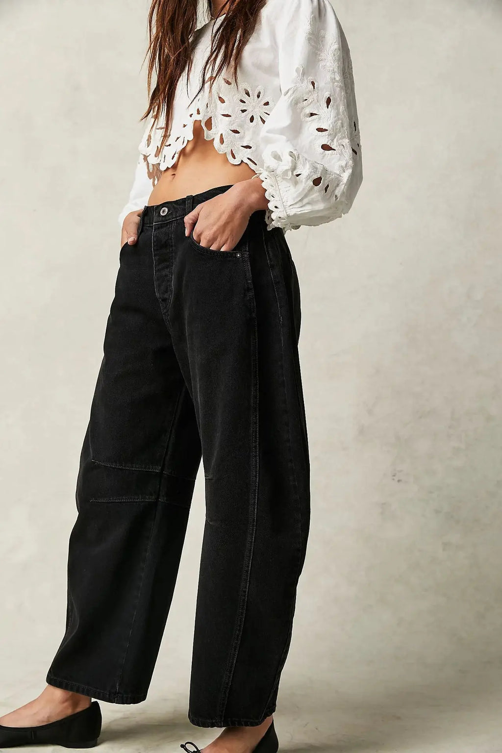 Cotton Denim Long Jeans for Women Trousers Casual High Waisted Jeans Cropped Pants Spring Summer Boho Beach Ladies Baggy Jeans