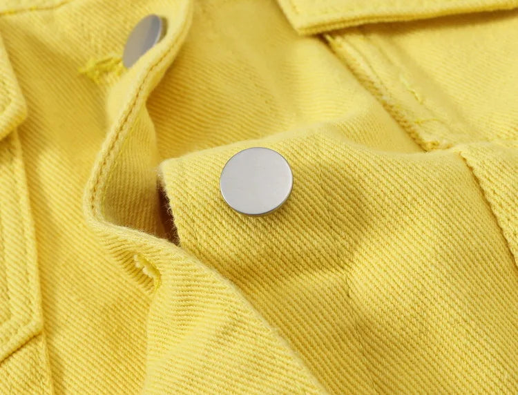 Pink Denim Jacket Women's Spring Autumn Single-breasted Lapel Coat Fashion Green Black Red Blue Outerwear Female Jean Overcoat