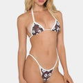 Sexy Bikini Swimsuit Digital Print Two-Piece Women's Triangle Soft Pack Swimwear Trendy Floral Pattern without Shoulder Straps