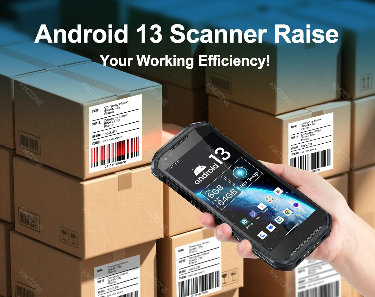 Android 13 Handheld PDA 1D 2D QR Portable Barcode Scanner Reader 6GB+64GB POS Terminal Data Collector with Hot-swap/Cradle
