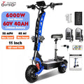 E8P 6000W Dual Motor 60V 40AH Electric Scooter 11 inch Off-Road Tyres with Seat Max Speed 85-90km/hLCD Display Foldable Escooter