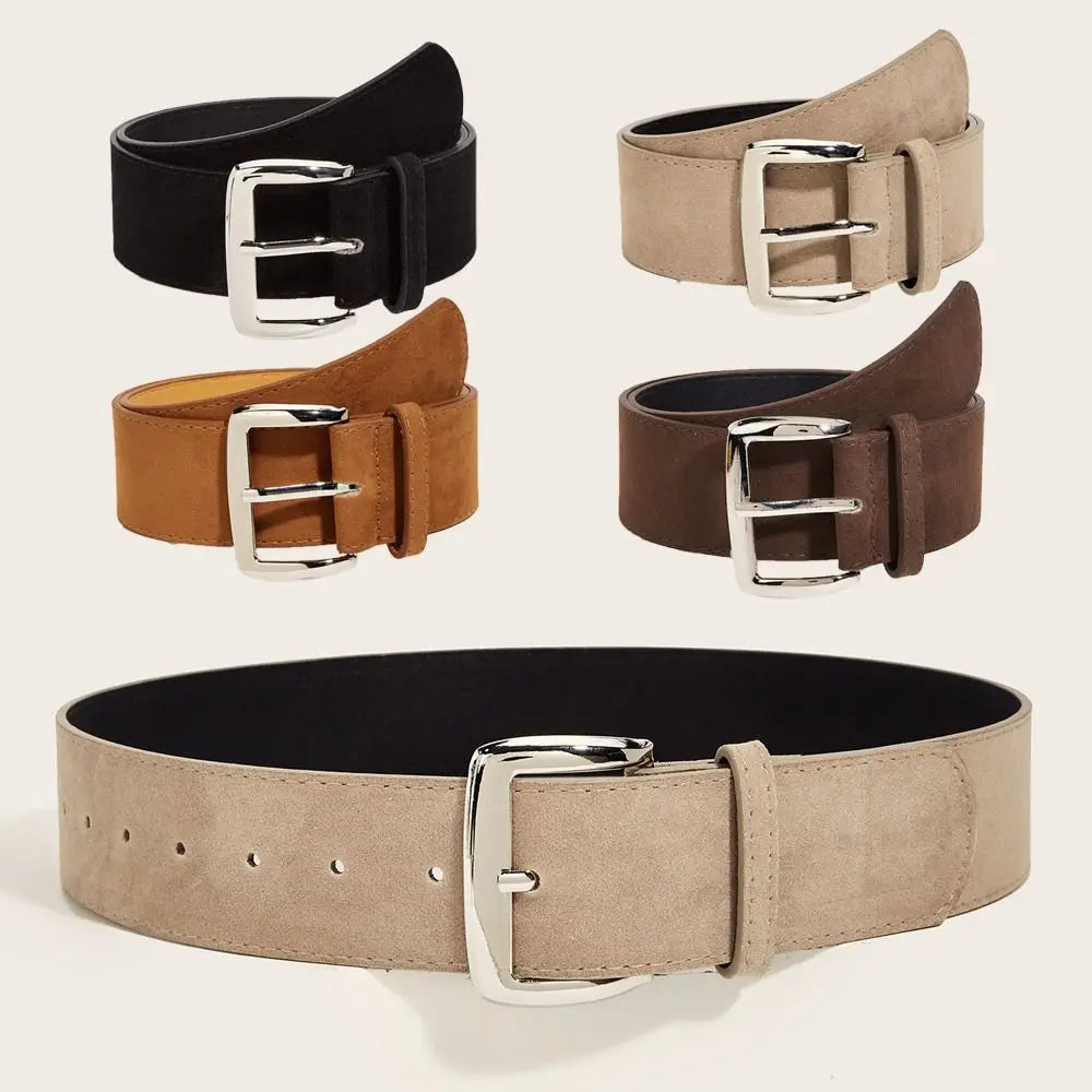 Maillard Styles Suede Leather Wide Belt Trendy Casual Pin Buckle Waistband Versatile Luxury Design Trouser Dress Belts Gifts