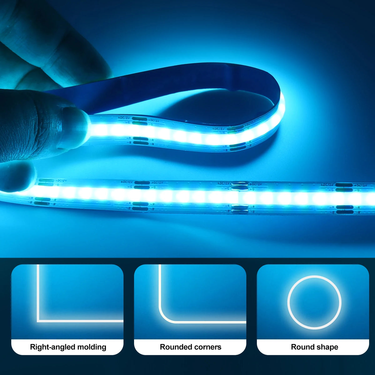DC 12V 24V RGB COB LED Strip 10mm PCB 576LEDs/m High Density Flexible LED Tape for DIY Living Room Bedroom Decor Lighting