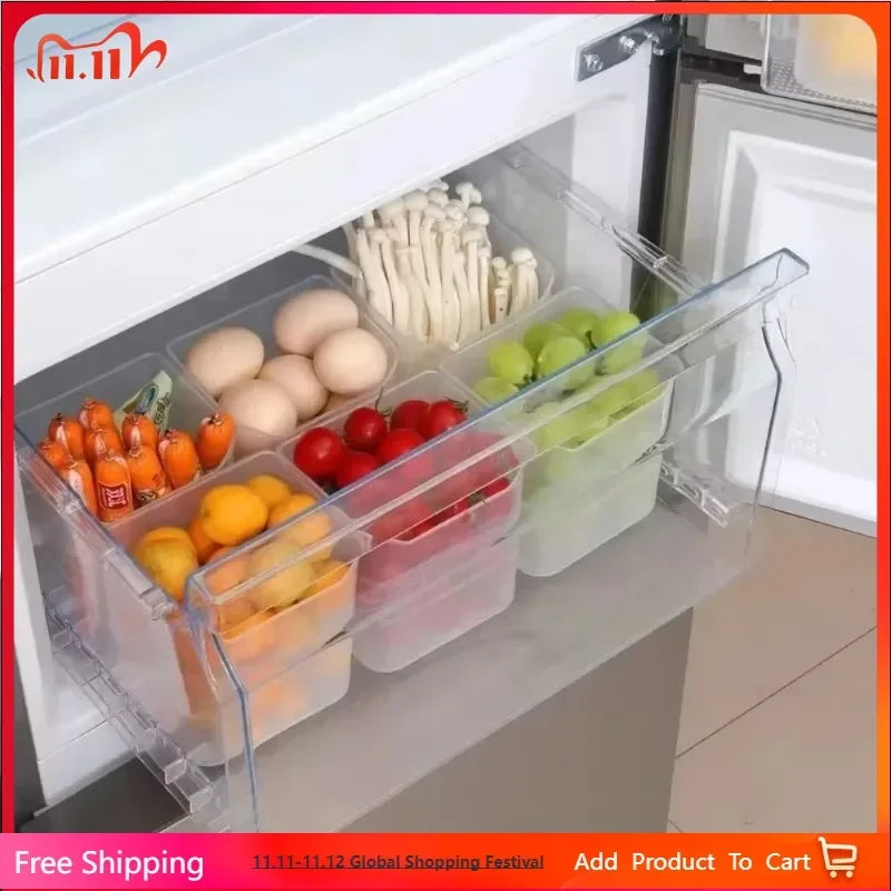 Kitchen Fridge Organiser Convenient sorting storage for vegetables, fruits and food storage boxes