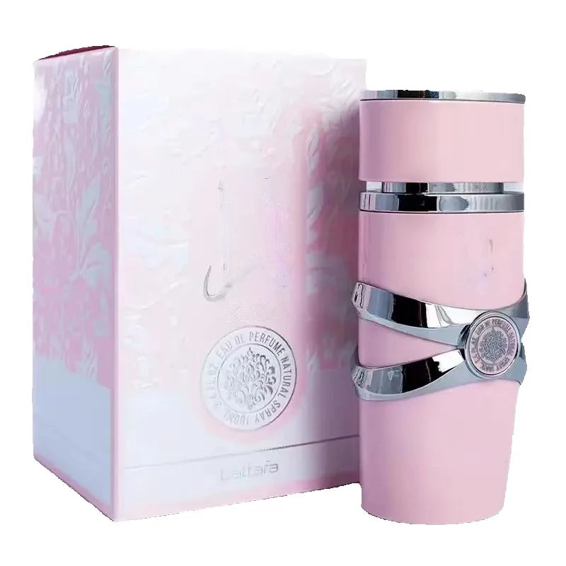 YARA Yala perfume is a soft and sweet oriental flower and fruit fragrance perfume. The tail notes of vanilla, musk, and amber are sweet and elegant, exuding a gentle and charming Middle Eastern charm. The pink bottle body des