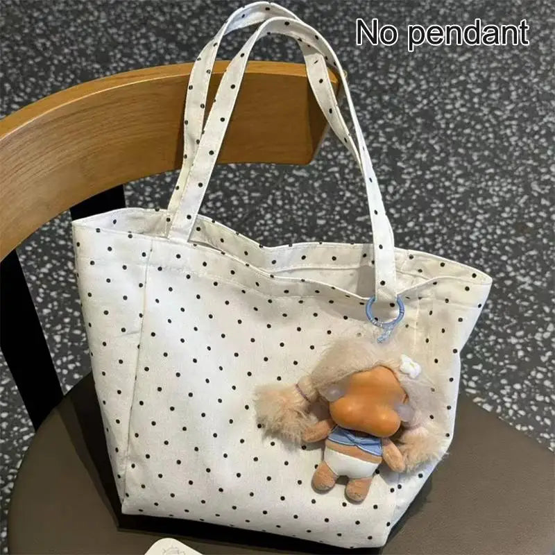 2026 New Polka Dot Canvas Large Capacity Tote Bag  Bag Casual Commuter Outward Handheld Shoulder Bag For Women