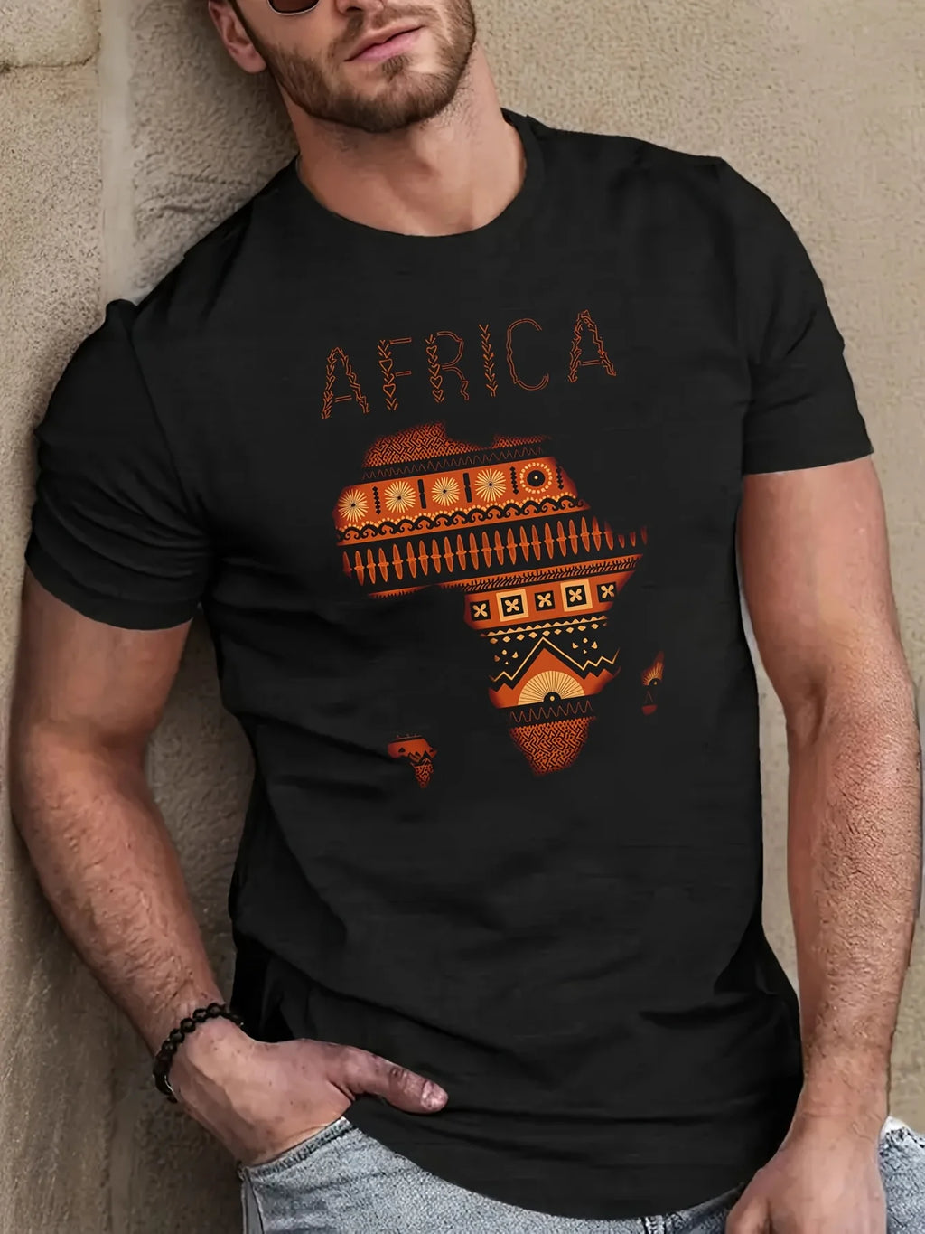 Men's 100% Cotton Crew Neck T-Shirt Africa Map & Tribal Pattern Casual Street Style Short Sleeve Summer Daily Wear Tops