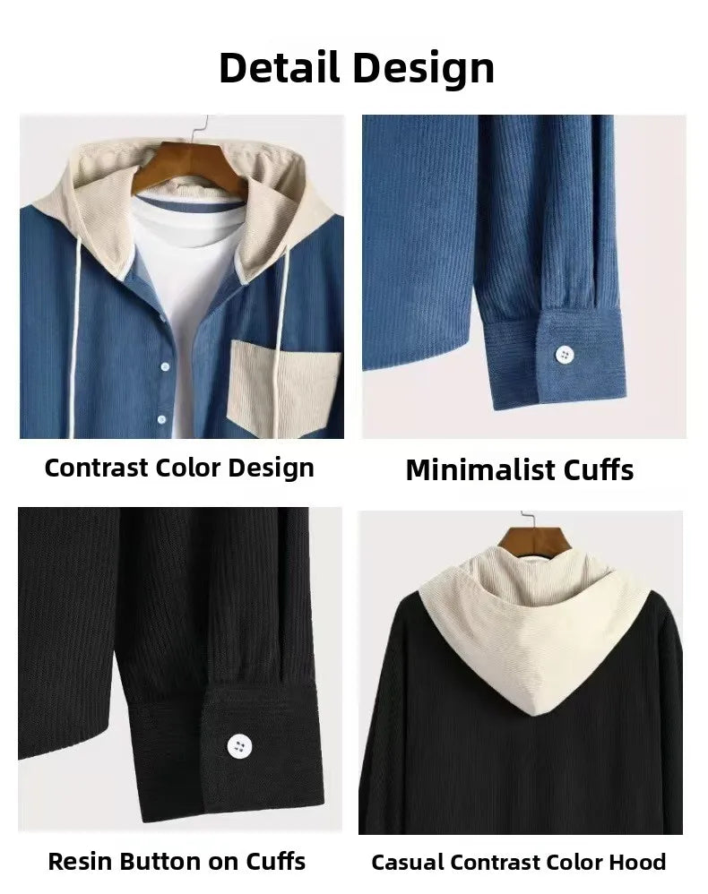 Men's Longsved Hooded Shirt Casual Loose Fit Cool Sensation Polyester Fiber Winter Season Women's Applicable  Shirt