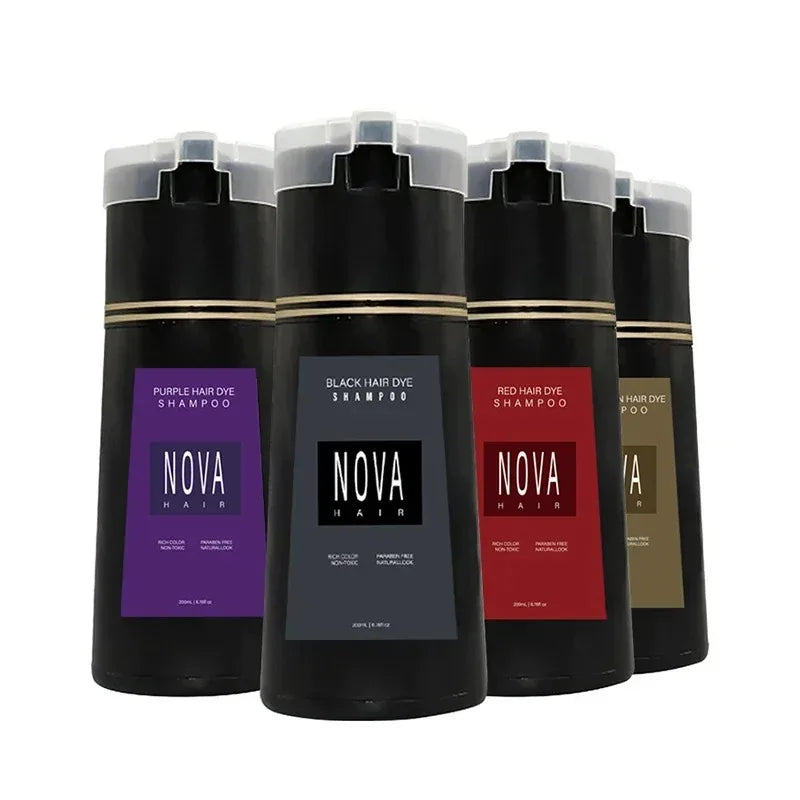 Nova Hair Dyeing 3-in-1 Hair Care Shampoo Natural Fast White Hair Dyed Black Hair Dye Lasting Convenience Men Women Hair Care