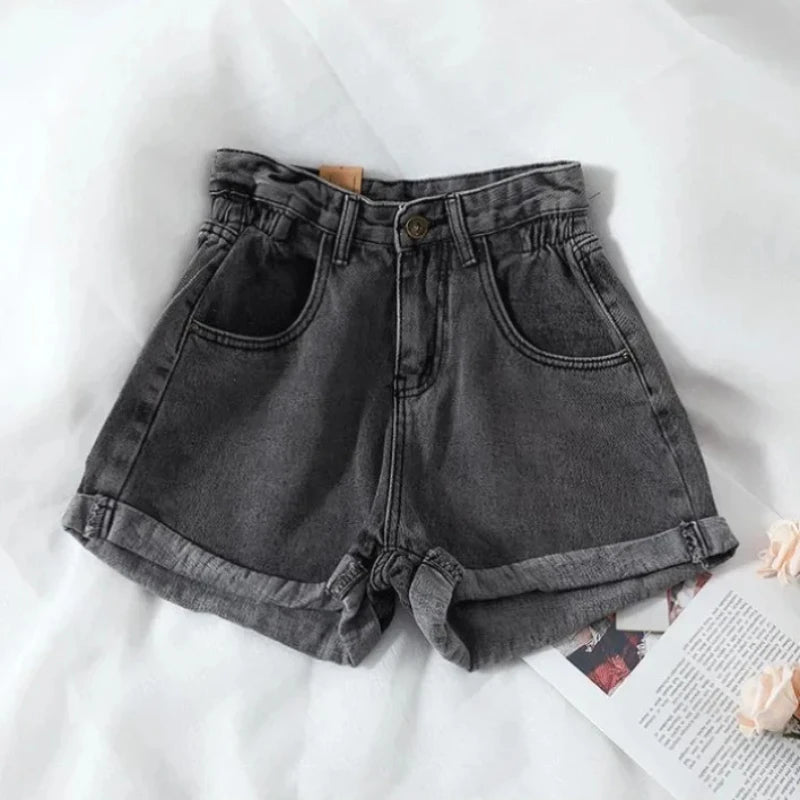 PTKPCC New Summer Korean Retro High-waist Loose  Jeans Shorts Women Versatile Edge Casual Hot Pants Women Clothing Jeans PTKPCC