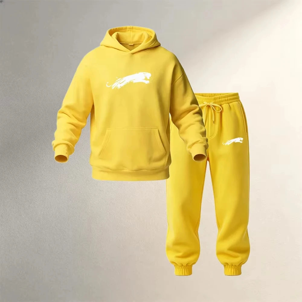 Men's Hoodies Sets 2 Pieces Pullover Autumn Winter Sports Casual Fashion Warm Clothing Drawstring Jogger Pants Male Street Suits