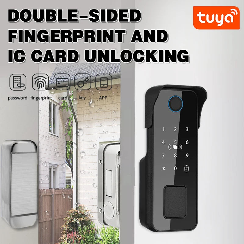 Tuya Bluetooth-compatible App Waterproof Fingerprint Smart Door Lock Gate Password RFID Card Rim Bolt Lock Electronic Door Lock