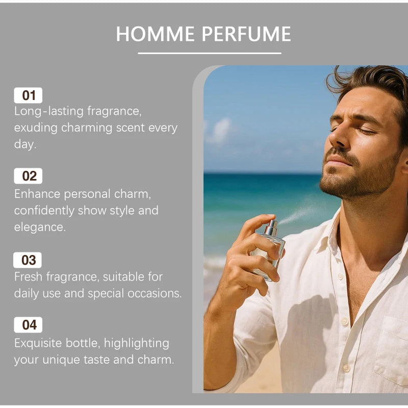 Charismatic Men's Perfume Charming Whiskey Light Fresh Elegant Long-lasting Fragrance Non-irritating Body Spray Eau De Cologne