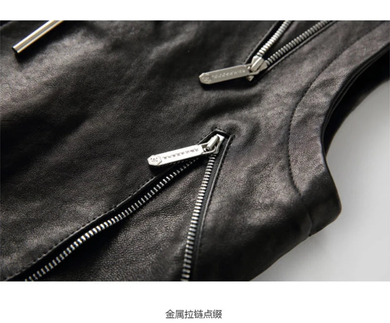 Mauroicardi Spring Autumn Luxury Elegant Cool Black Pu Leather Vest for Men with Hood Zipper Sleeveless Jacket Men Clothing 2023