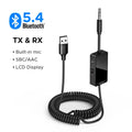 Bluetooth 5.4 Music Receiver Transmitter Adapter OLED Display Wireless 3.5mm Audio USB Adapter Spring for Home Stereo Car