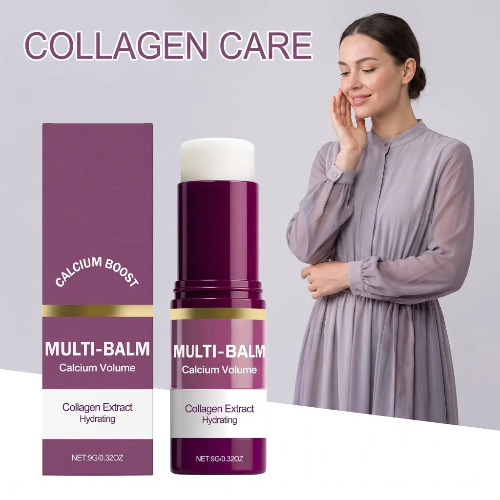 Multi‑Balm Calcium Volume Stick Collagen Extract Deep Hydrating for Fuller Supple Radiant Portable Solid Facial Skin Care Balm