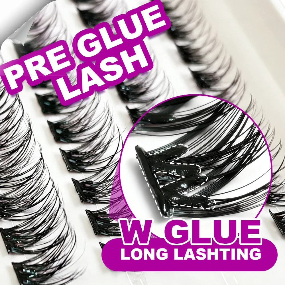 Press On Lash Clusters Self Adhesive Eyelashes Pre-Glued Cluster Lashes Self Stick Eyelash Clusters Pre-Bond DIY Lash Reusable