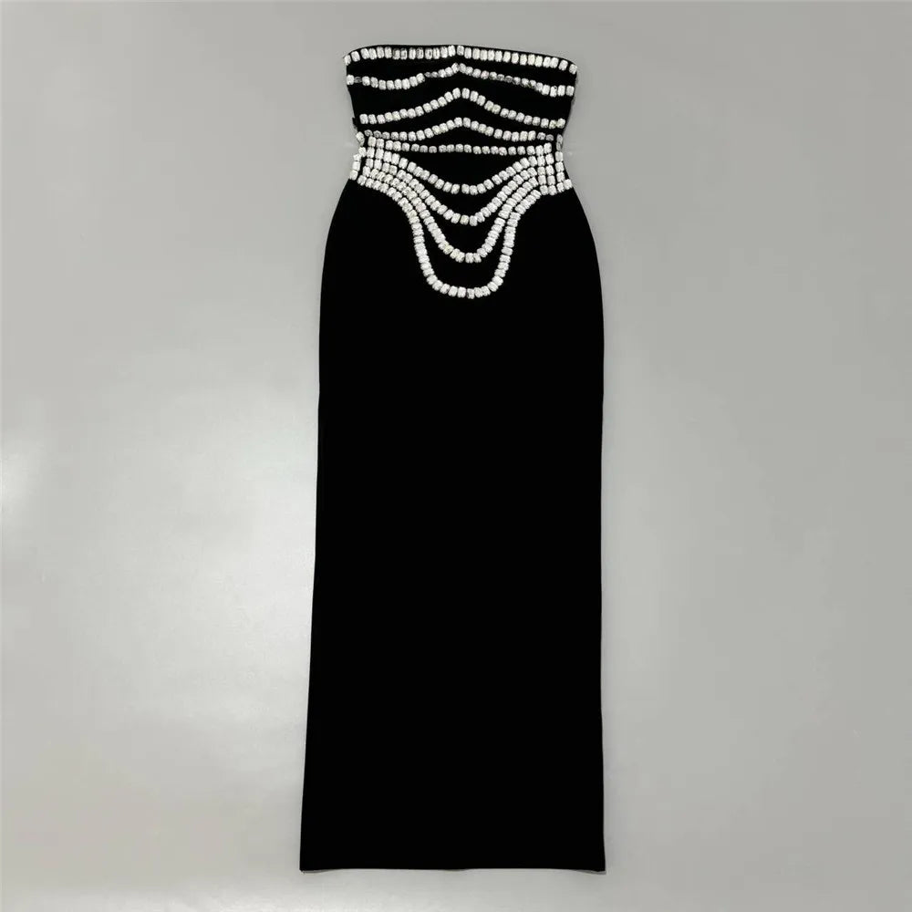 Women New Arrival Sexy Strapless Beading Bandage Dress Bodycon Clothes Club Party Evening Elegant Dresses