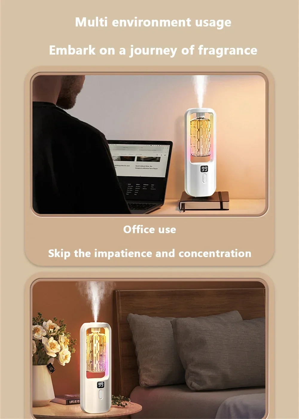Wall-mounted Essential Oil Diffuser with Cool Mist Spray USB Rechargeable Essential Oil Aromatherapy Machine Air Freshener