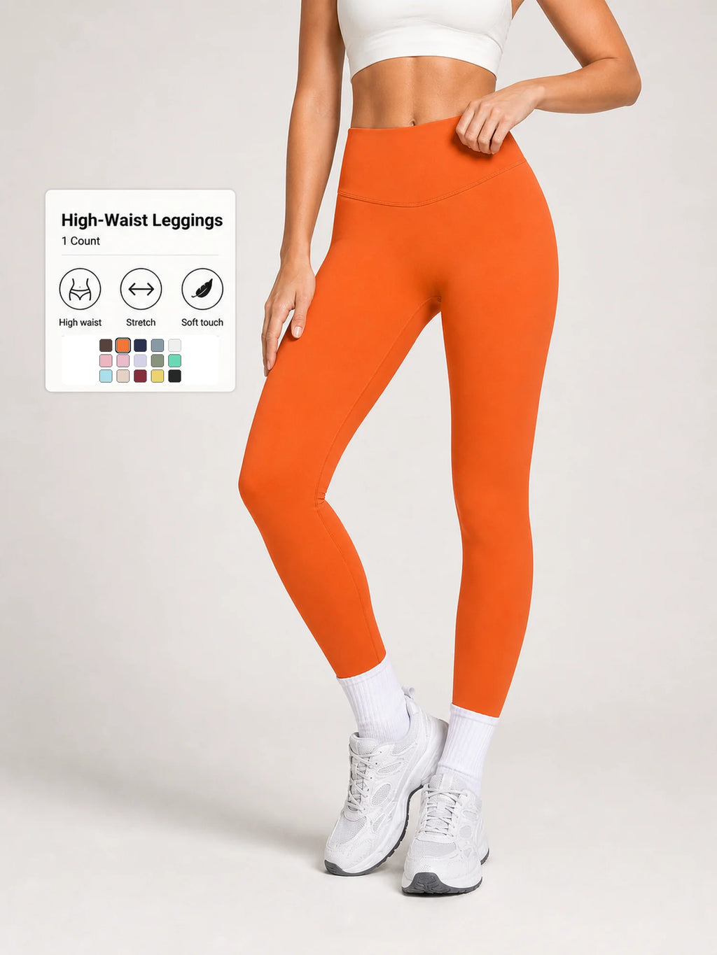 Women High Waist Yoga Pants Soft Stretch Leggings Tummy Control Fitness Gym Running Workout Sports Trousers