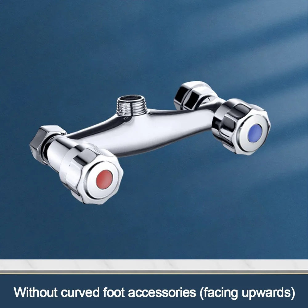 Modern Metal Out Water Inlet Valve Hot and Cold Double Control Double Shower Faucet Valve Wall Mounted Water Tap Mixing Valve