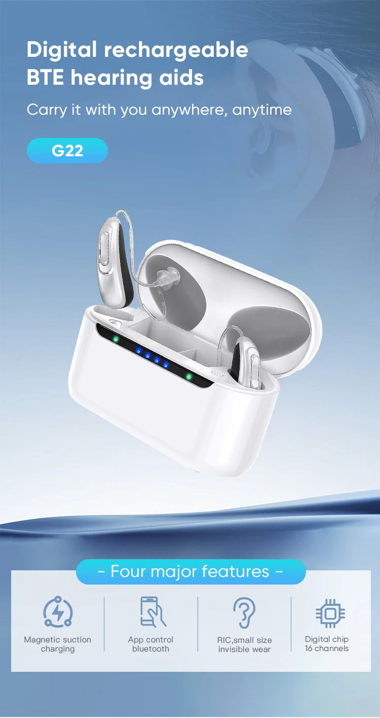 2026 Newest 30 channel Best Rechargeable Elderly Noise Canceling Hearing Aids Digital Hearing Aids BTE Invisible Amplifier