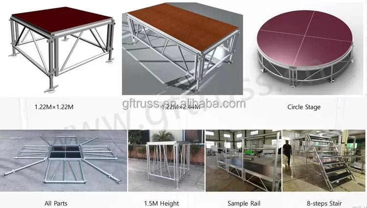4*8 ft Easy-install Mobile Foldable Aluminum Stage Platform for Events